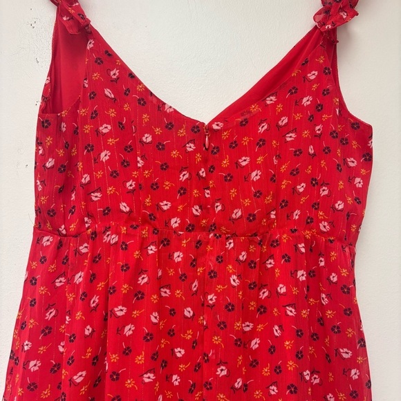 Madewell Ruffle Strap Wrap Dress Metallic Striped Praire Posies - Picture 14 of 15